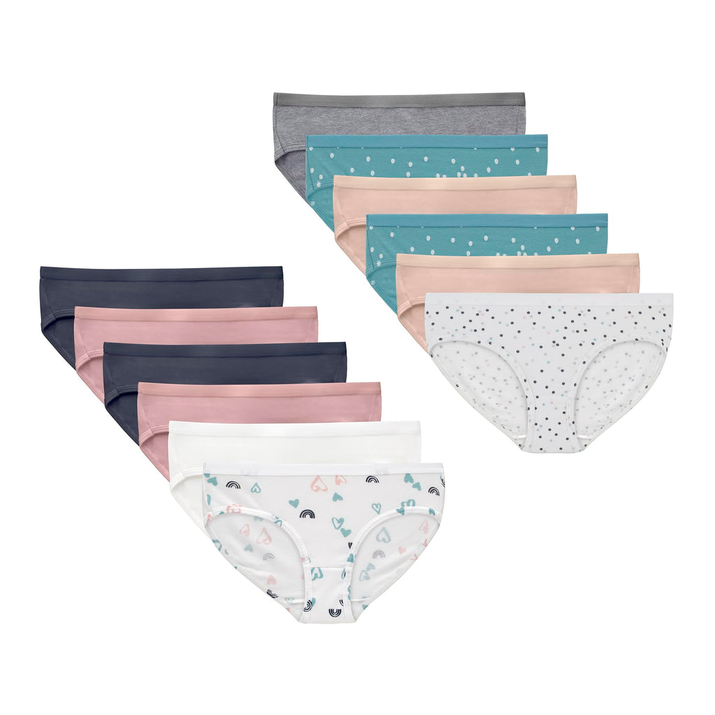 Hanes Girls' And Toddlers Underwear, Stretch Cotton Panties, 12-pack, Briefs, Bikini and Hipsters for Girls