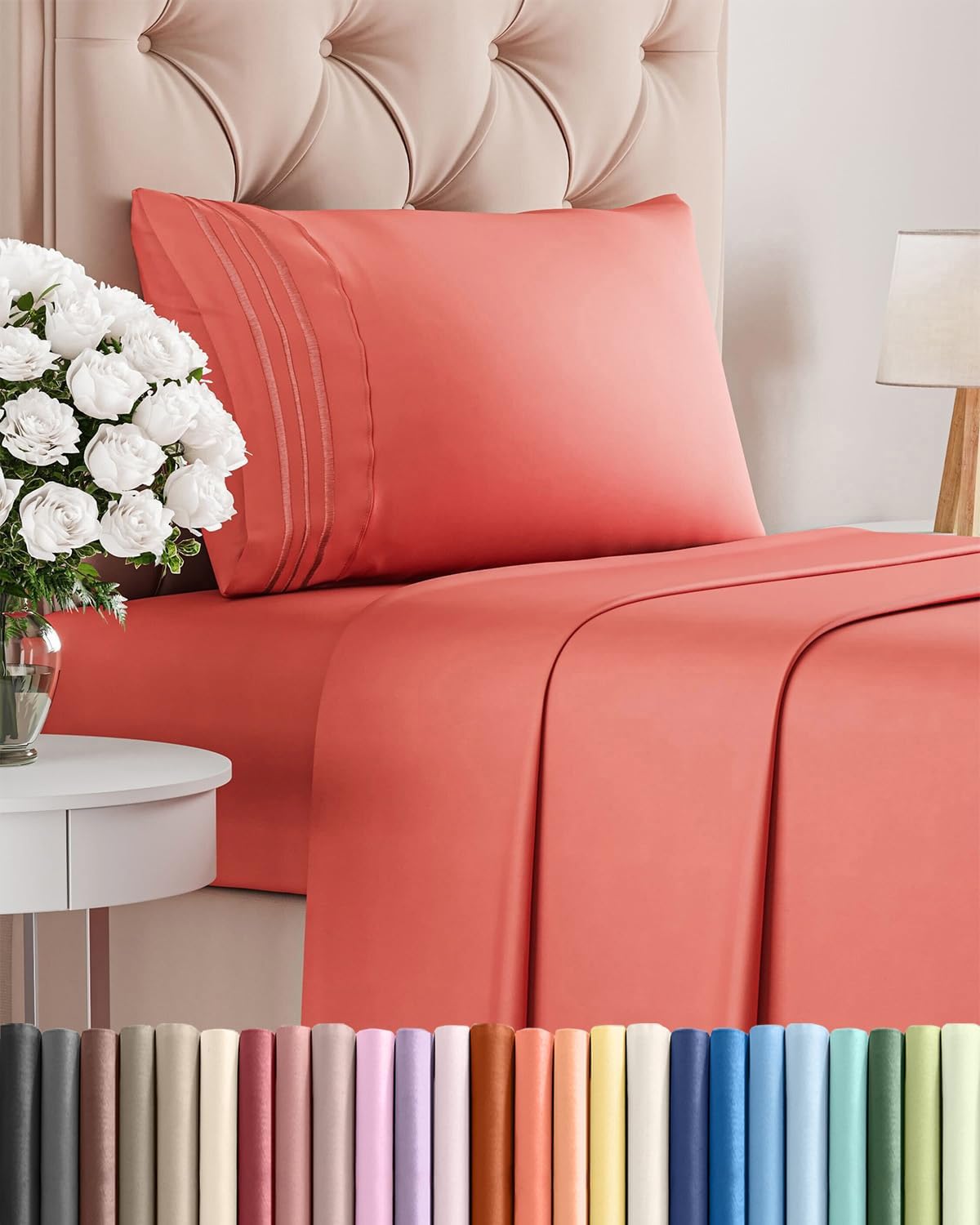Queen Size 4 Piece Sheet Set - Comfy Breathable & Cooling Sheets - White