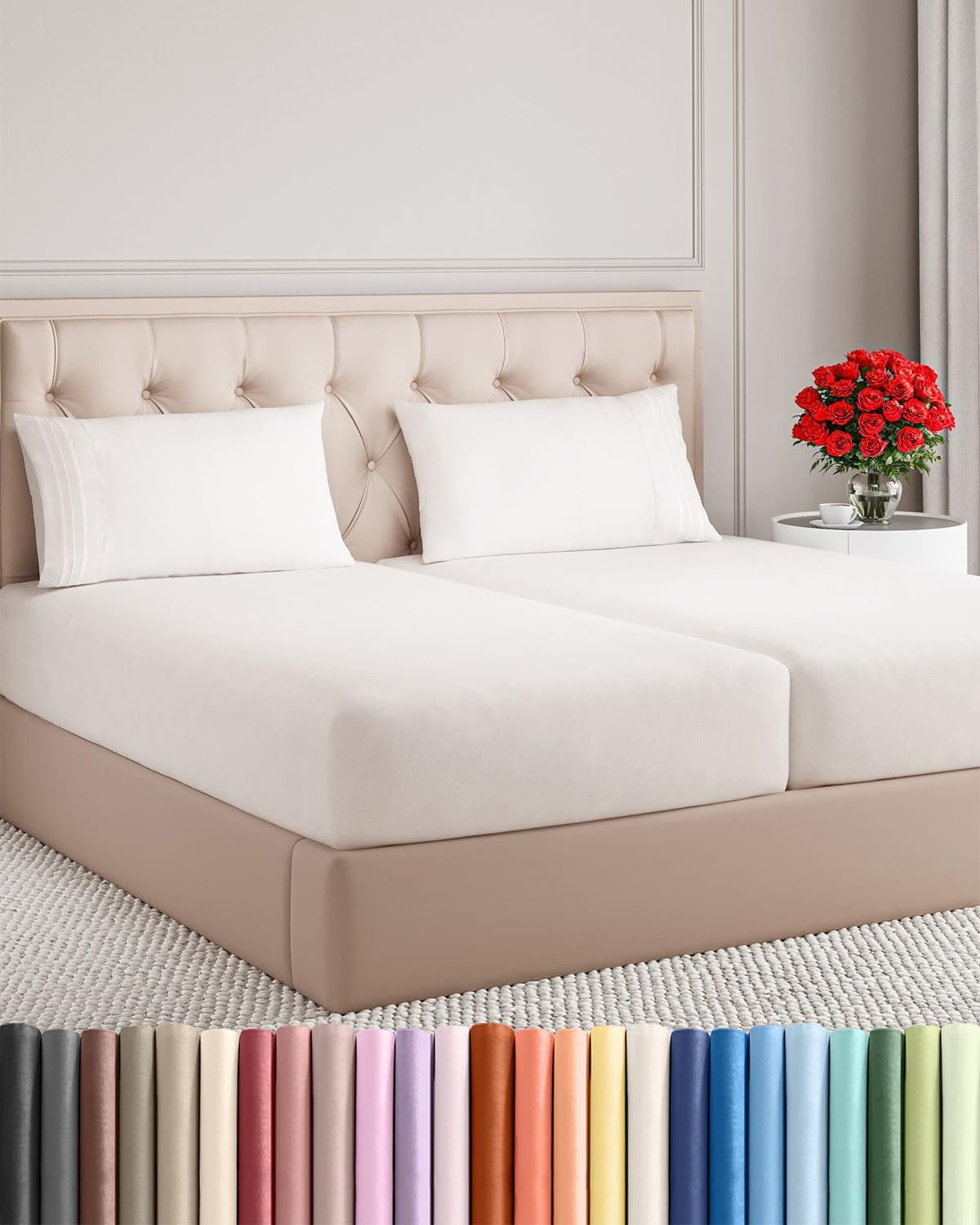 Queen Size 4 Piece Sheet Set - Comfy Breathable & Cooling Sheets - White