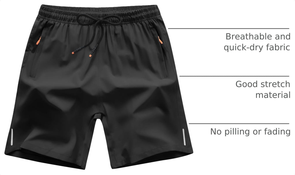 Boys Shorts Quick Dry Athletic Running Shorts with Zipper Pockets