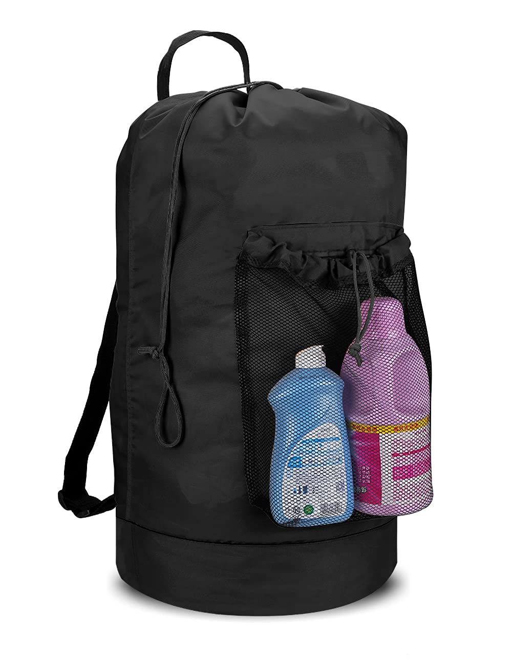 Backpack Laundry Bag, 115L Large Hamper with Shoulder Straps, Drawstring Closure, Mesh Pocket, Khaki