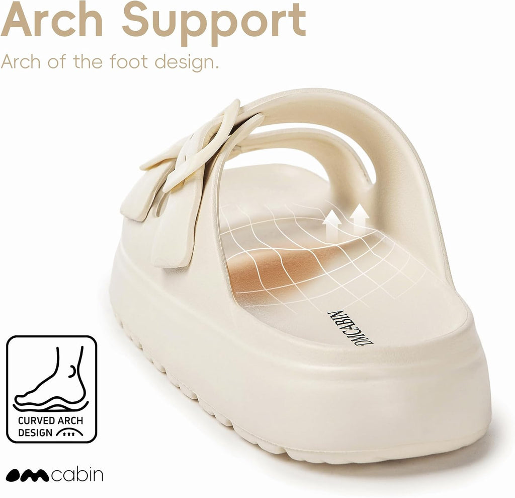 EVA Sandals for Women with Arch Support | Adjustable Double Buckle Slides | Comfortable Lightweight EVA Slide Sandals for Beach, Shower, Summer