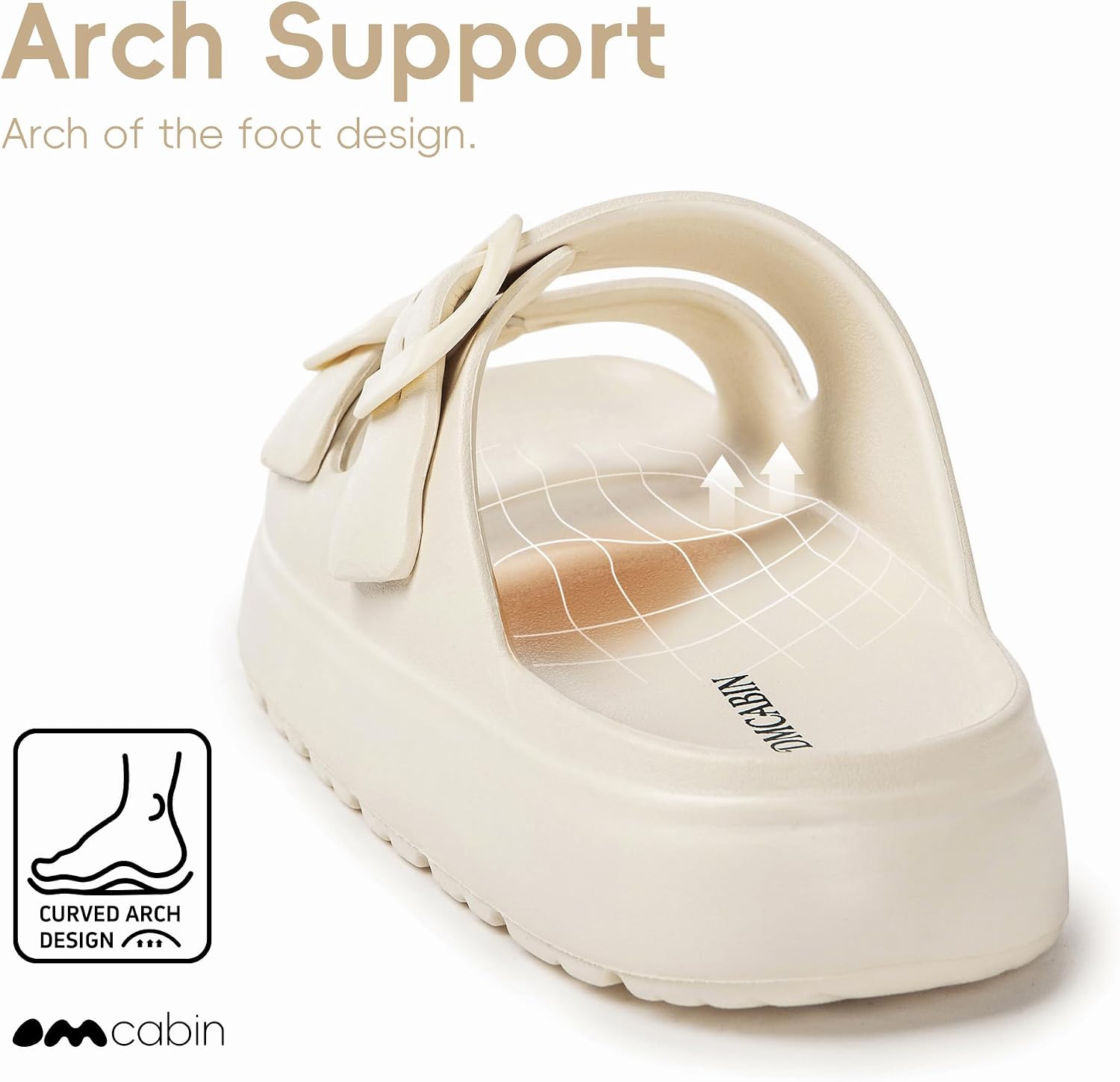 EVA Sandals for Women with Arch Support | Adjustable Double Buckle Slides | Comfortable Lightweight EVA Slide Sandals for Beach, Shower, Summer