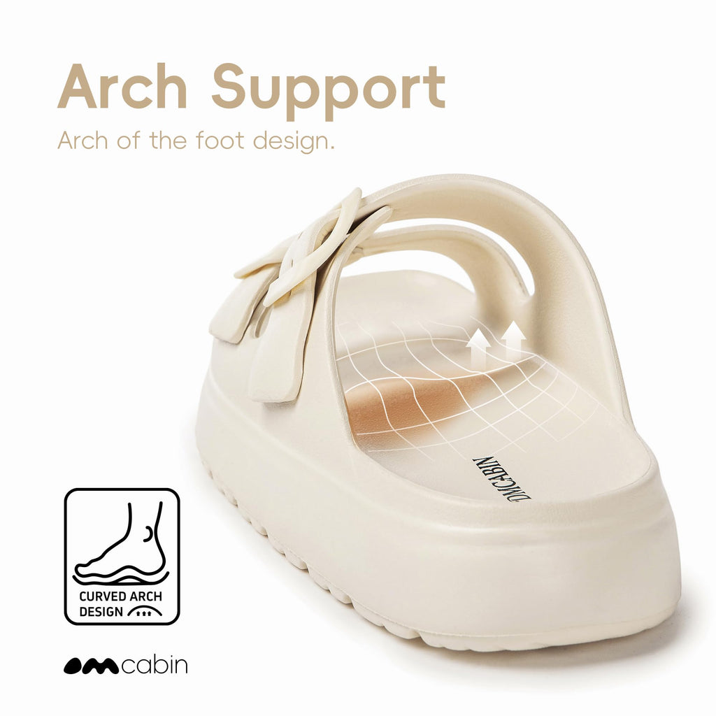 EVA Sandals for Women with Arch Support | Adjustable Double Buckle Slides | Comfortable Lightweight EVA Slide Sandals for Beach, Shower, Summer