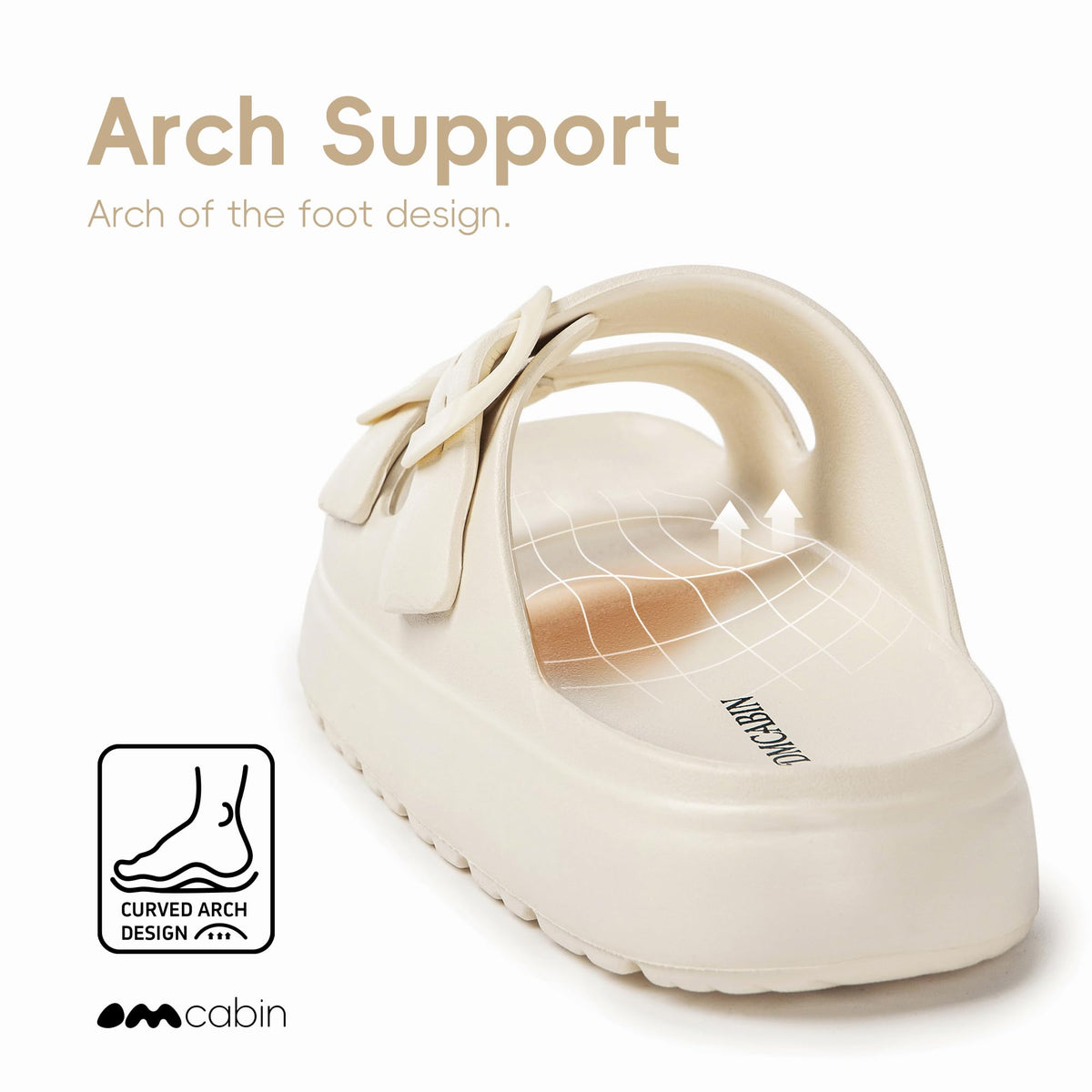 EVA Sandals for Women with Arch Support | Adjustable Double Buckle Slides | Comfortable Lightweight EVA Slide Sandals for Beach, Shower, Summer