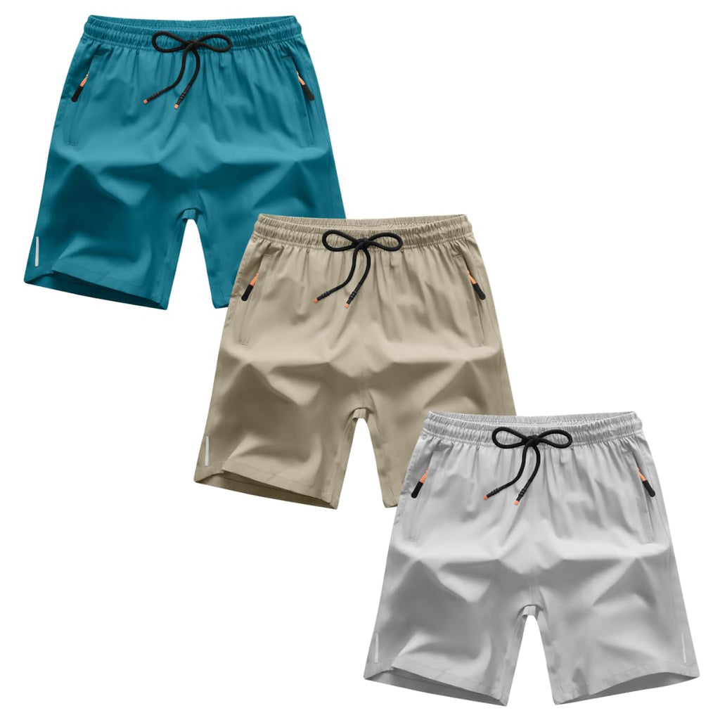 Boys Shorts Quick Dry Athletic Running Shorts with Zipper Pockets