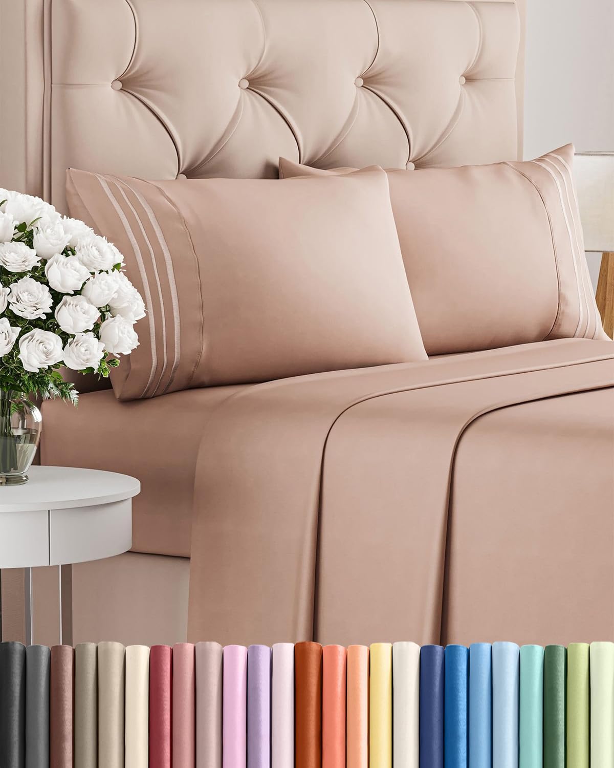 Queen Size 4 Piece Sheet Set - Comfy Breathable & Cooling Sheets - White