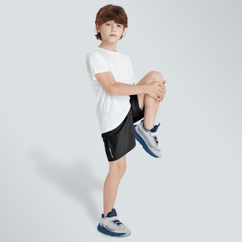 Boys Shorts Quick Dry Athletic Running Shorts with Zipper Pockets