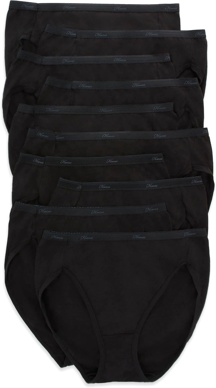 Hanes Women's Underwear Pack, 10-Pack, Full-Coverage Cotton Blend Panties, Moisture-Wicking Underwear for Women