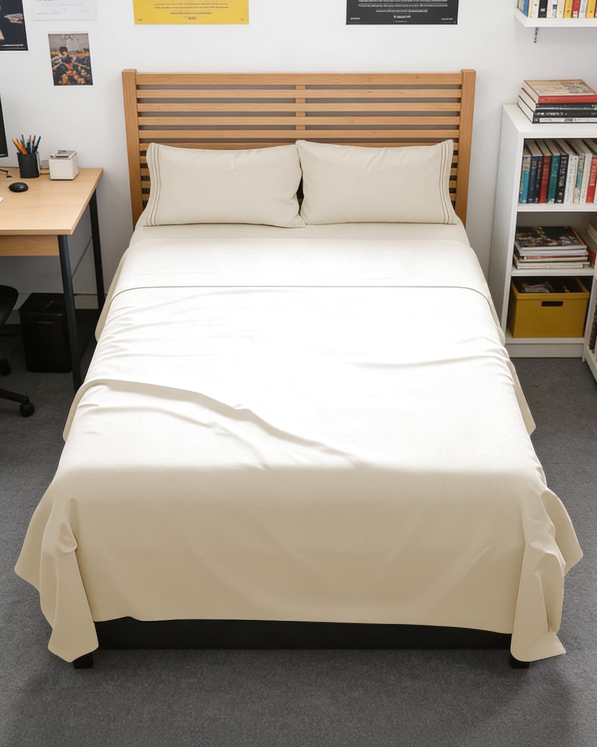 Queen Size 4 Piece Sheet Set - Comfy Breathable & Cooling Sheets - White