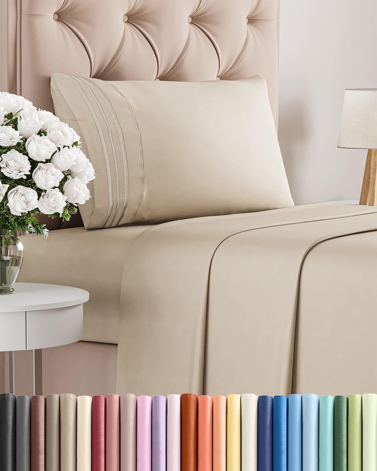Queen Size 4 Piece Sheet Set - Comfy Breathable & Cooling Sheets - White