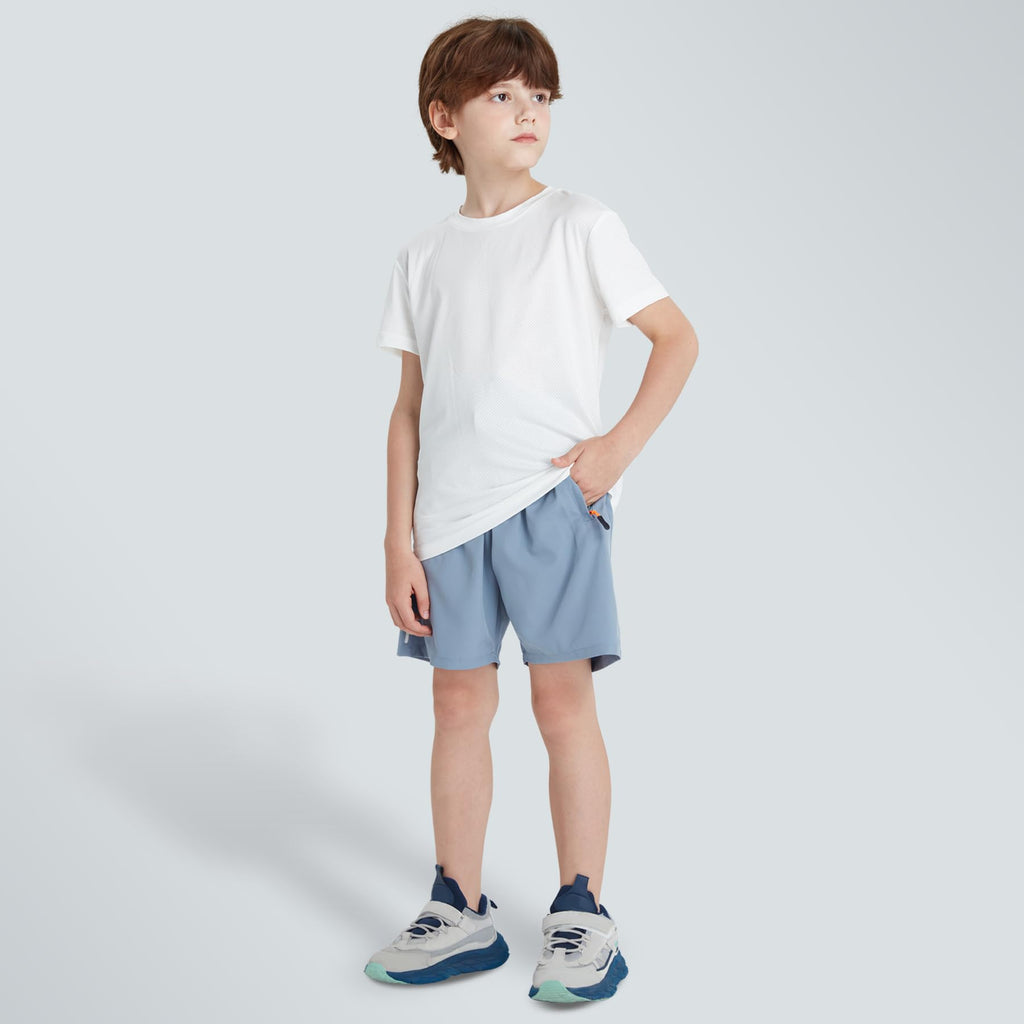 Boys Shorts Quick Dry Athletic Running Shorts with Zipper Pockets