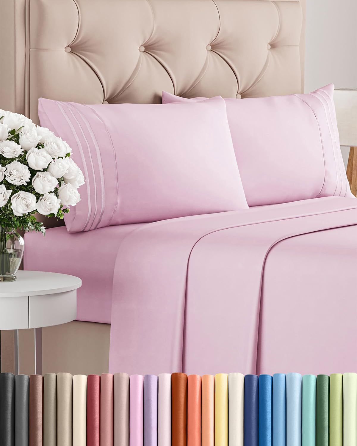 Queen Size 4 Piece Sheet Set - Comfy Breathable & Cooling Sheets - White