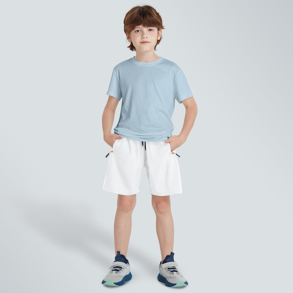 Boys Shorts Quick Dry Athletic Running Shorts with Zipper Pockets