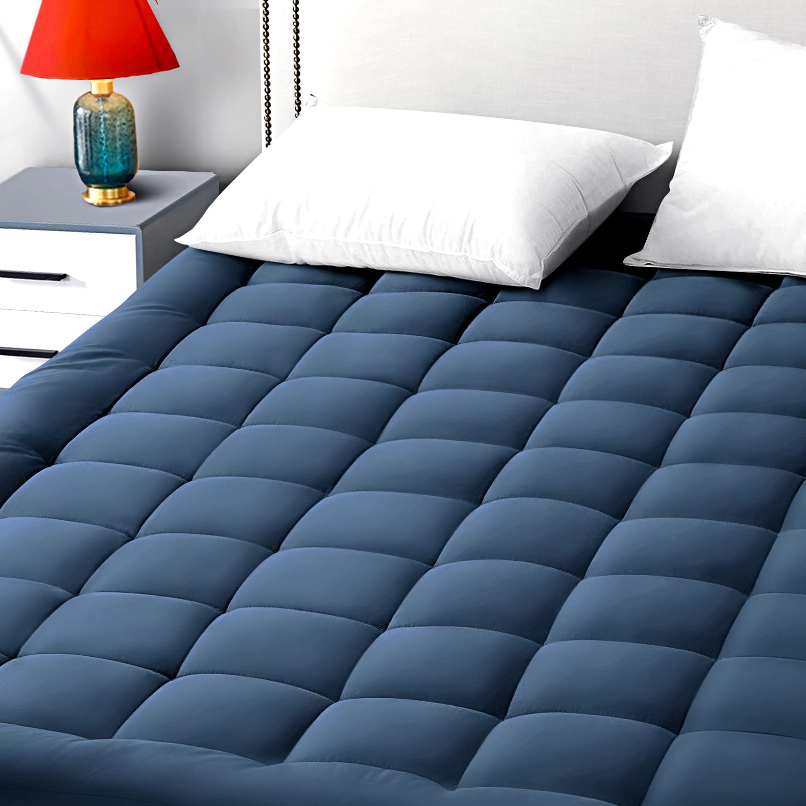 EASELAND Twin XL Mattress Pad Cotton Pillow Top Mattress Topper White | College Dorm Mattress Cover Cooling Cotton Top,8-21" Deep Pocket Protector 39x80 Inches,Boxing Quilted & Machine Washable