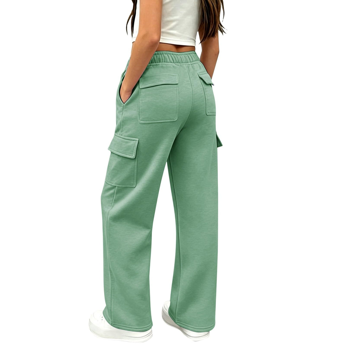 Girls Sweatpants Preppy Kids Cargo Pants Wide Leg Baggy Sweat Pants Teen Joggers Casual Trousers with Pockets