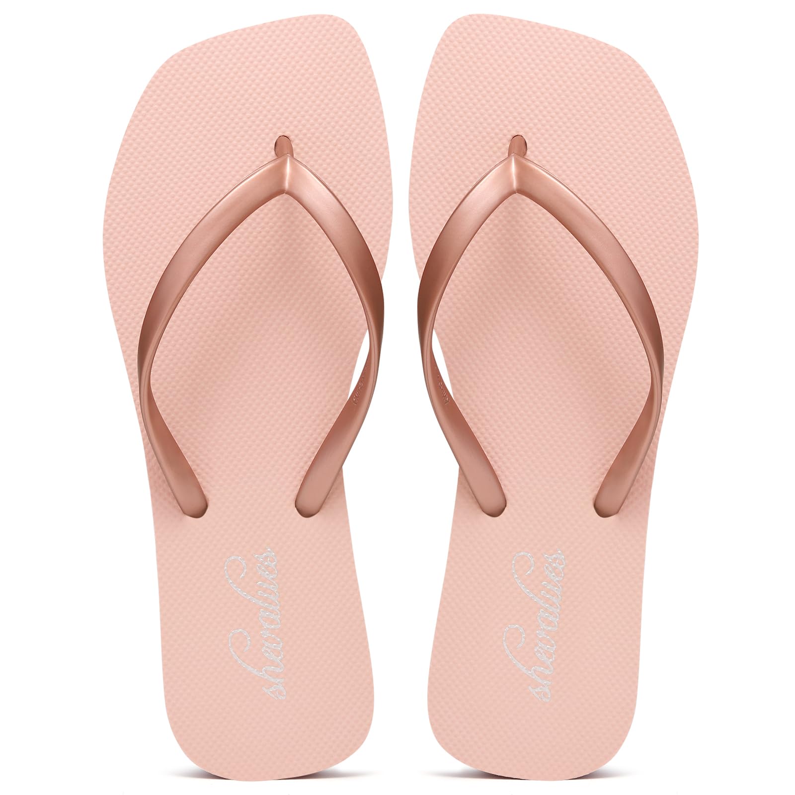 shevalues Slim Square Toe Flip Flops for Women with Comfortable Yoga Mat | Lightweight Non Slip Rubber Sandals for Beach, Shower, Pool & Summer Casual Wear