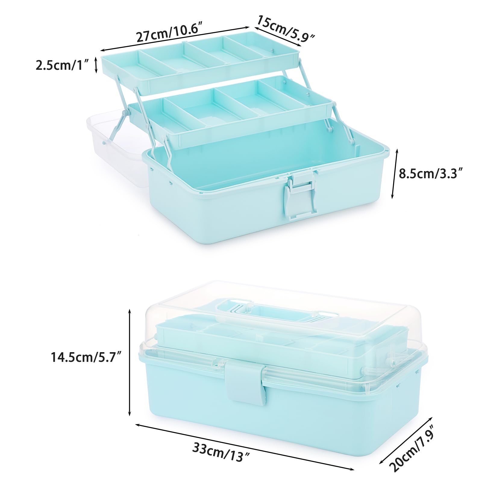 BTSKY 3-Layer Plastic Dividing Storage Box Craft Organizer and Storage | Portable Handled Art Supply Organizer with Adjustable Spacers Multipurpose Home Utility Box for Medicine, Sewing(Pink)