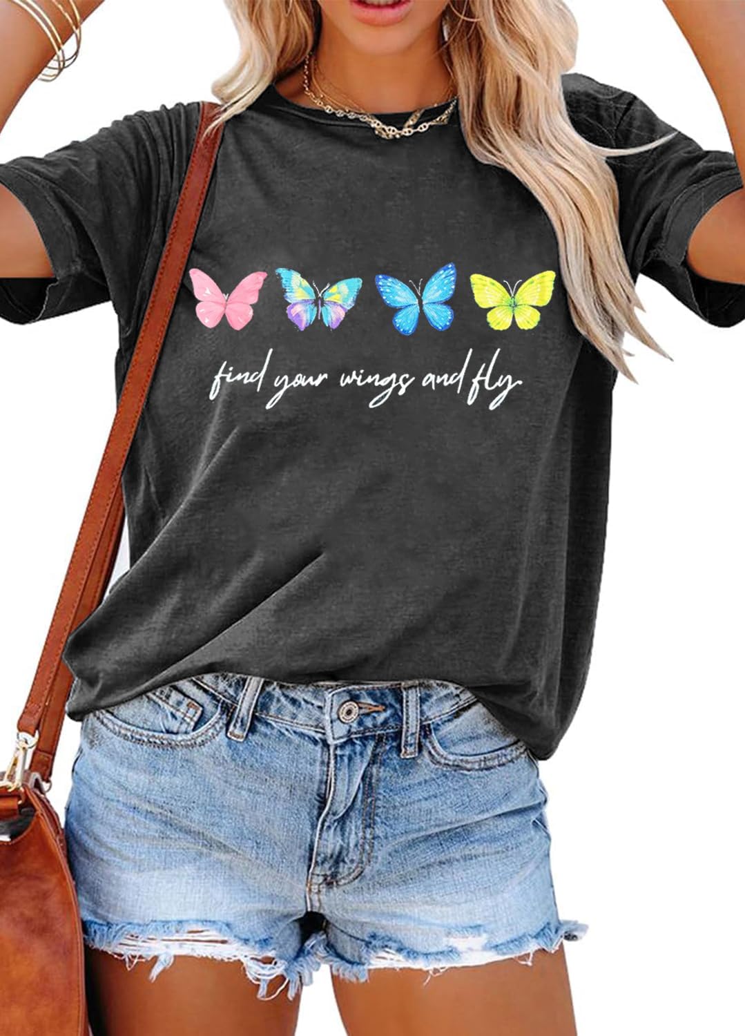 YEXIPO Womens Graphic Tees Short Sleeve Summer Tops Casual Cute T Shirts | Funny Letter Print, Crew Neck, Loose Fit