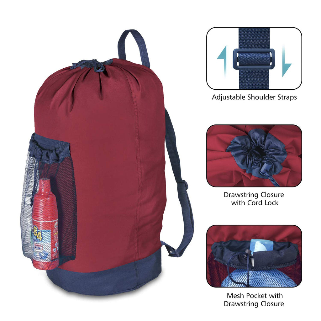 Backpack Laundry Bag, 115L Large Hamper with Shoulder Straps, Drawstring Closure, Mesh Pocket, Khaki