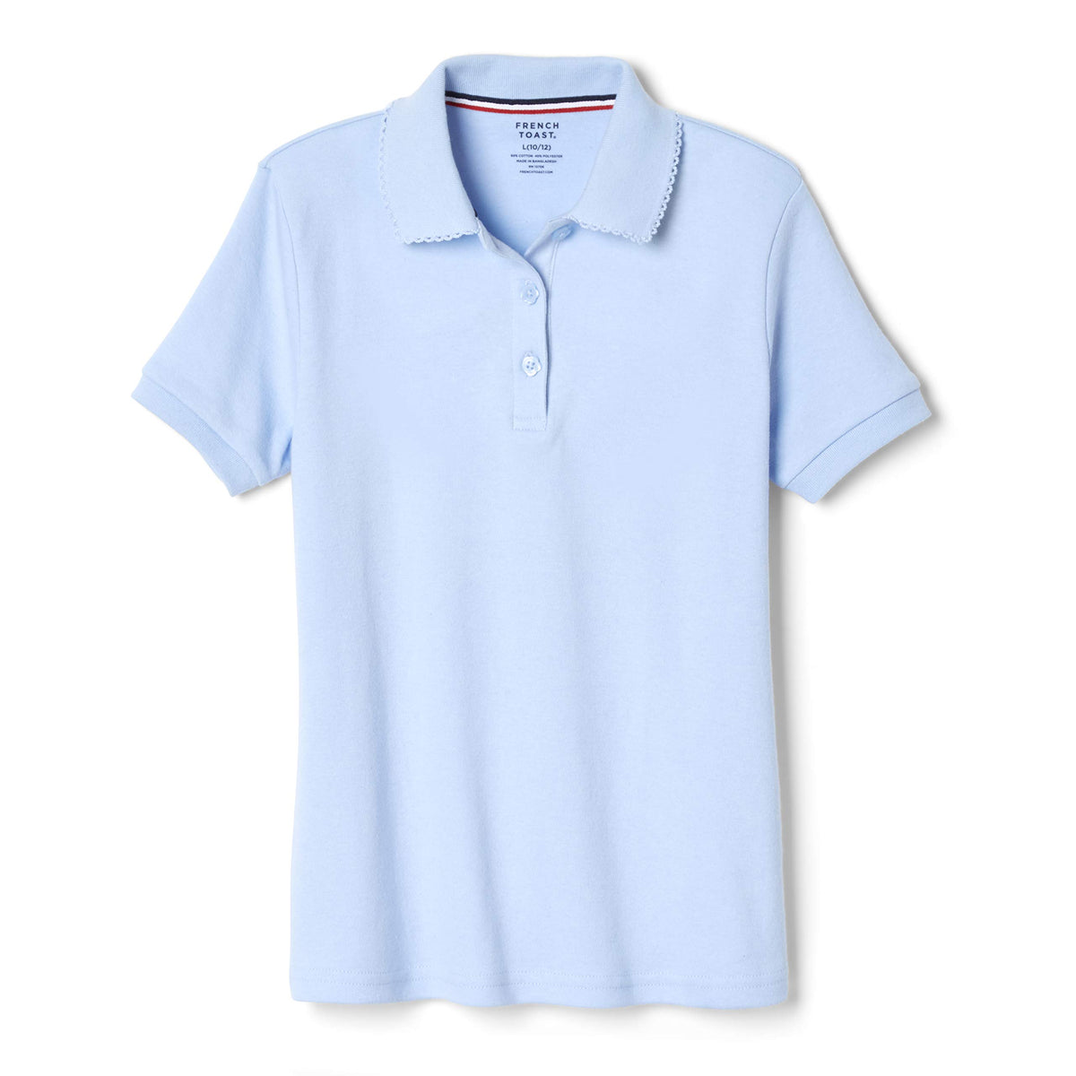French Toast Girls' Short Sleeve Picot Collar Polo School Uniform Shirt (Standard and Plus)