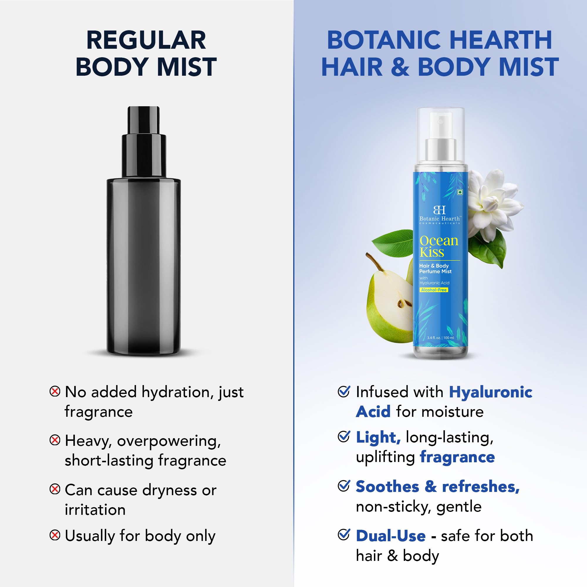 Botanic Hearth Vanilla Hair Perfume & Body Mist- 3.4 Fl oz | Long-Lasting Hair Deodorizer & Body Scent, Alcohol-Free Fragrance Hair Spray Everyday Wear, All Day Freshness for Women & Men