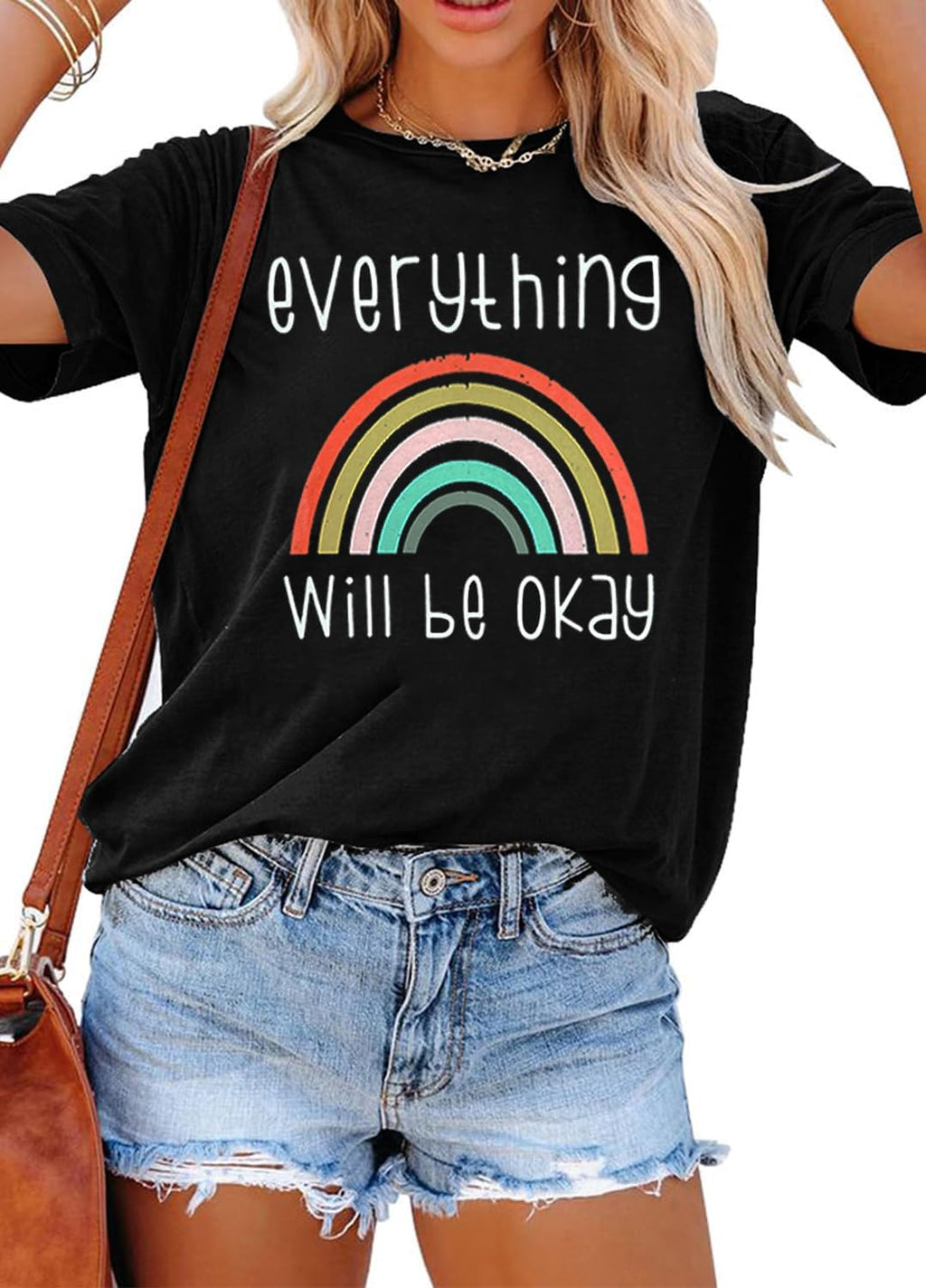 YEXIPO Womens Graphic Tees Short Sleeve Summer Tops Casual Cute T Shirts | Funny Letter Print, Crew Neck, Loose Fit