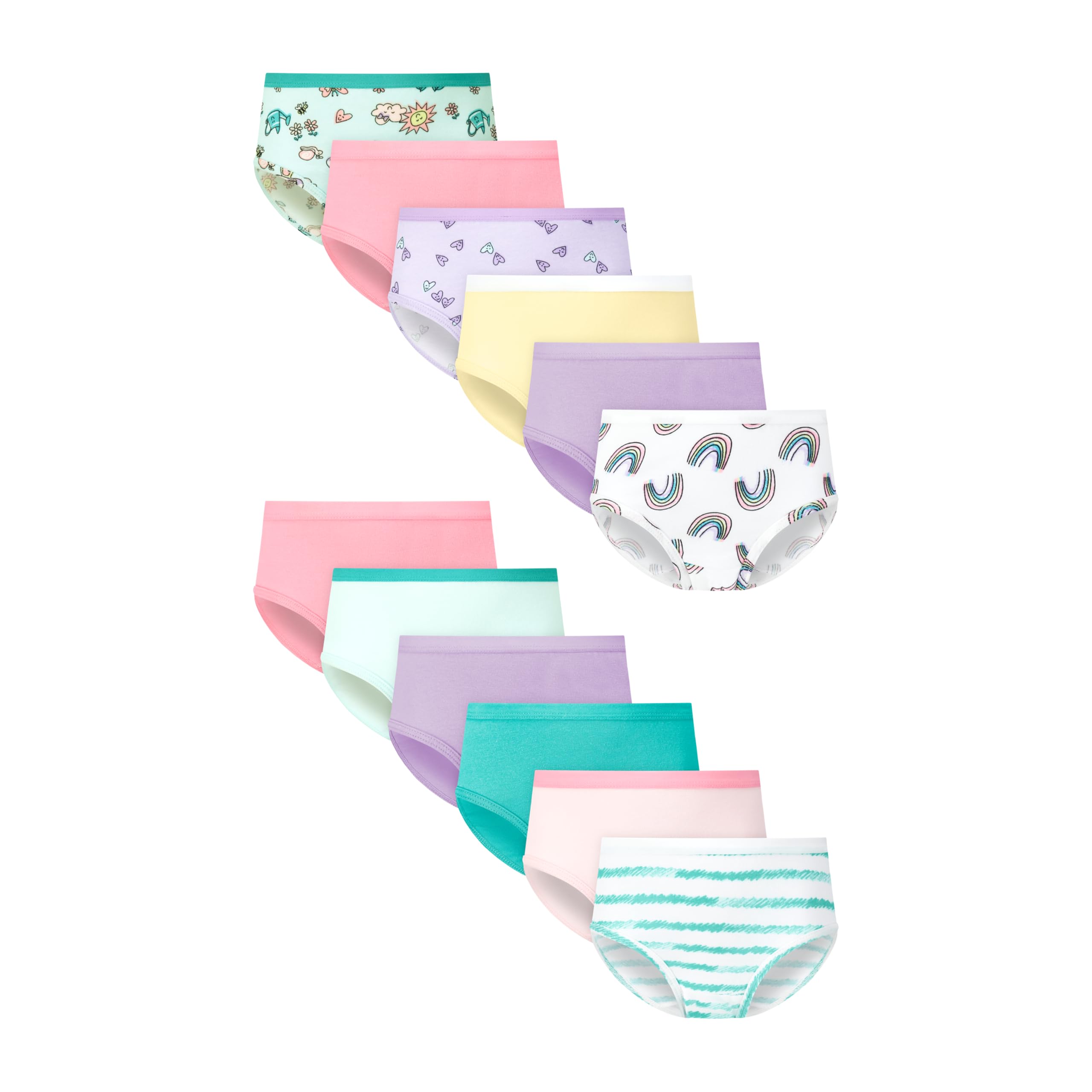 Hanes Girls' And Toddlers Underwear, Stretch Cotton Panties, 12-pack, Briefs, Bikini and Hipsters for Girls