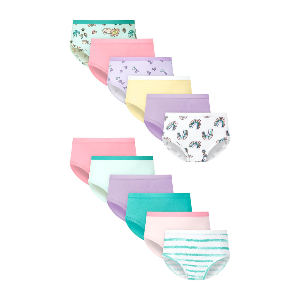 Hanes Girls' And Toddlers Underwear, Stretch Cotton Panties, 12-pack, Briefs, Bikini and Hipsters for Girls