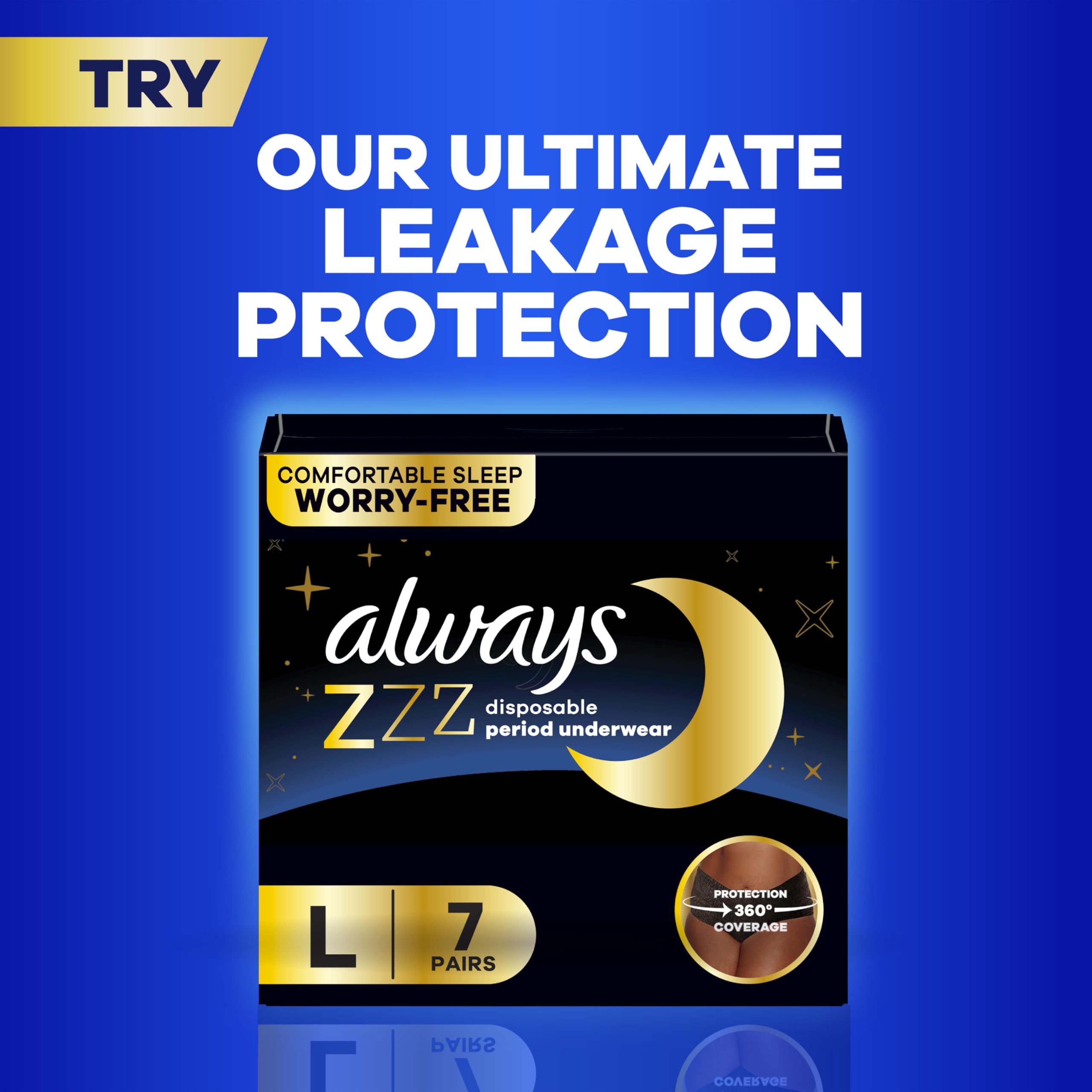 Always Ultra Thin Feminine Pads with Wings for Women, Size 1, Regular Absorbency, Unscented, Up to 100% Leak-Free Protection, 46 Count