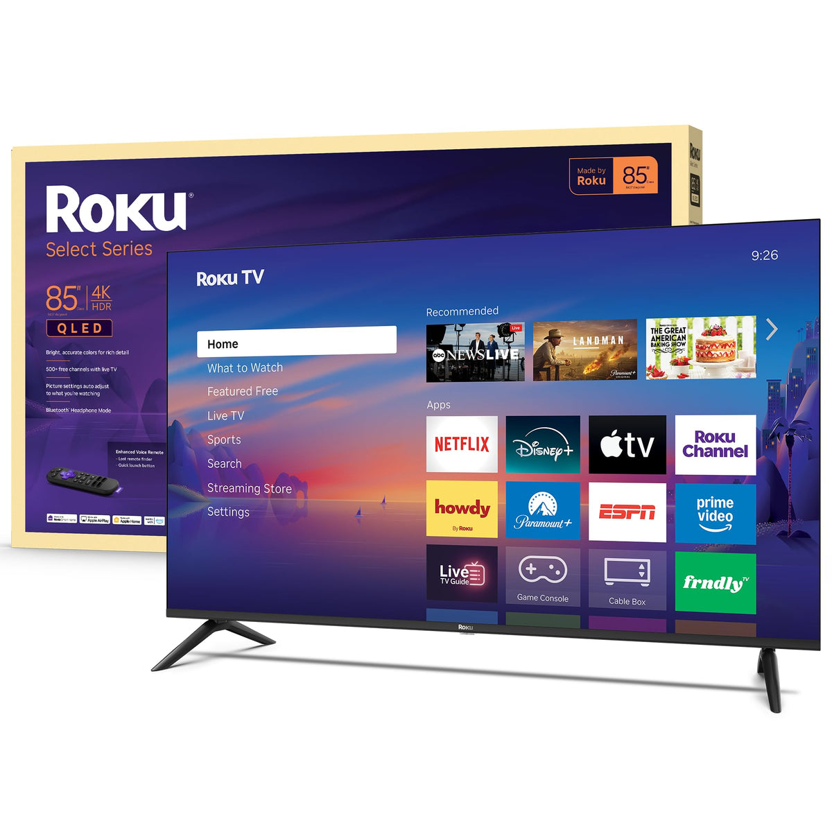 Roku 55-Inch Select Series Smart TV 2026-4K QLED TV - Roku TV | Flat Screen QLED Television with Voice Remote, Wi-Fi & Bluetooth Headphone Mode - Streaming Live Local News, Sports, & Movies