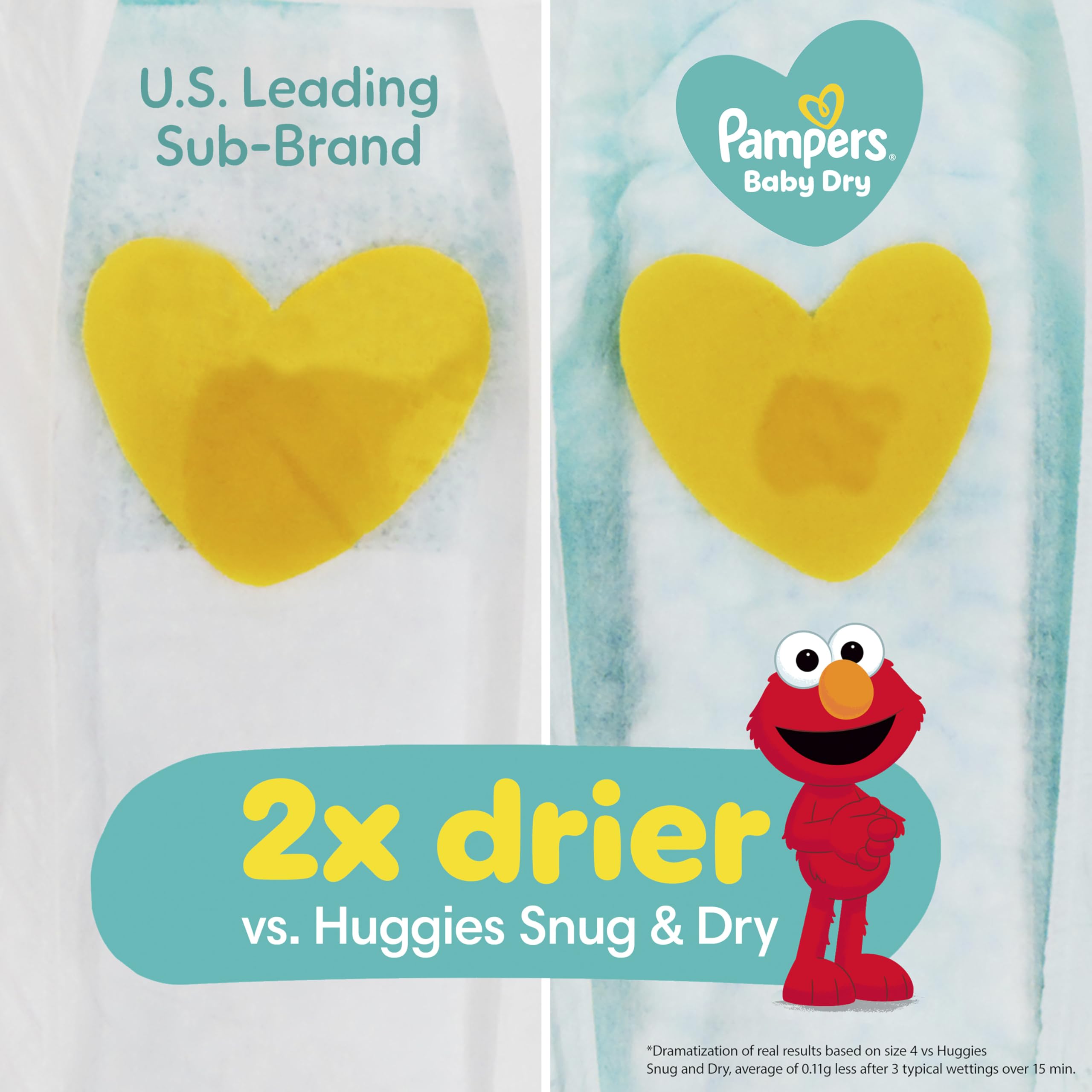 Pampers Diapers - Baby Dry - Size 3, 104 Count, Absorbent Disposable Infant Diaper (Packaging May Vary)