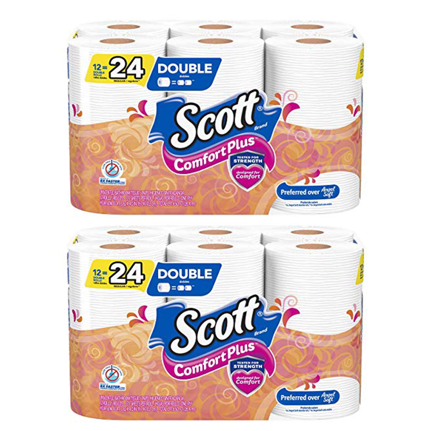 Scott ComfortPlus Toilet Paper, 12 Triple Rolls, 231 Sheets per Roll, Septic-Safe, 1-Ply Toilet Tissue