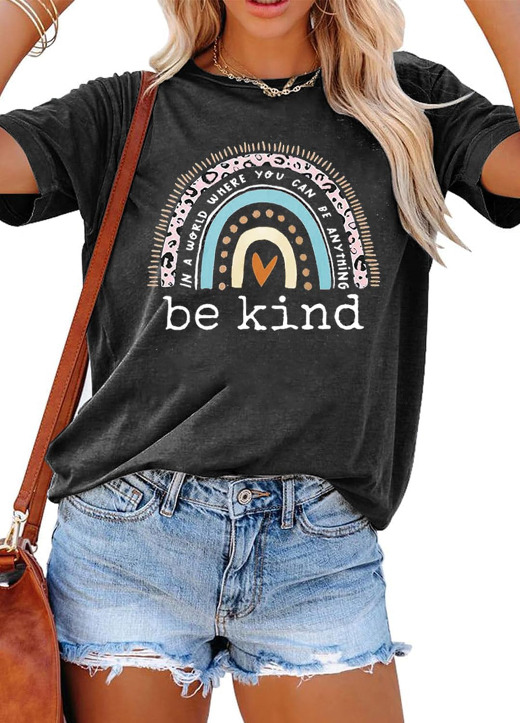 YEXIPO Womens Graphic Tees Short Sleeve Summer Tops Casual Cute T Shirts | Funny Letter Print, Crew Neck, Loose Fit