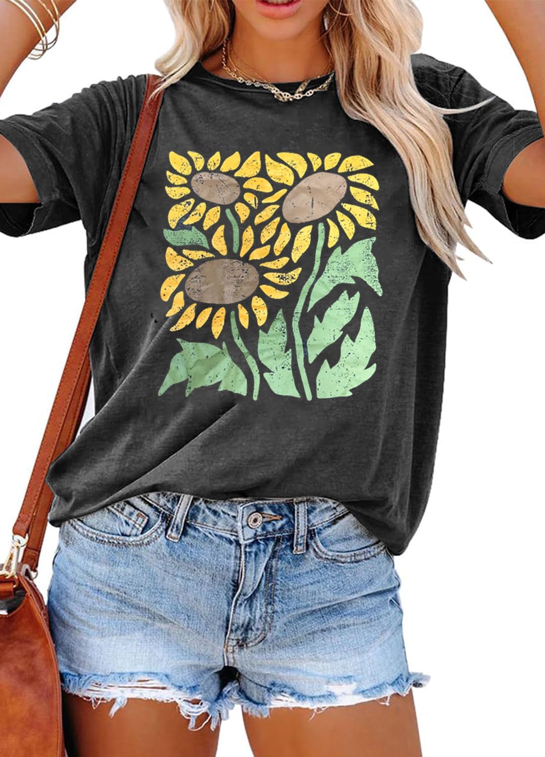 YEXIPO Womens Graphic Tees Short Sleeve Summer Tops Casual Cute T Shirts | Funny Letter Print, Crew Neck, Loose Fit