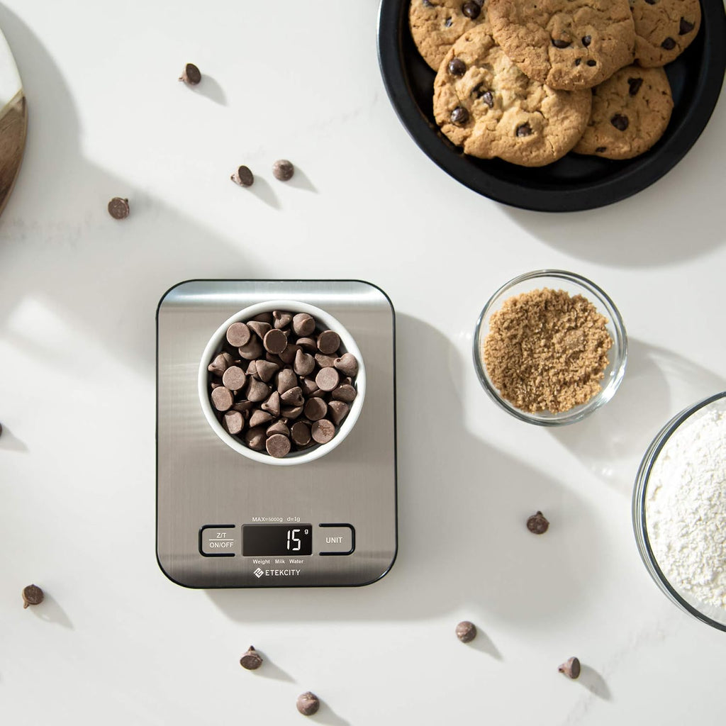Etekcity Food Kitchen Scale, Digital Grams and Ounces, 11lb | Tare function, ideal for baking, weight loss, keto, meal prep, packages, liquids and jewelry, 304 Stainless Steel