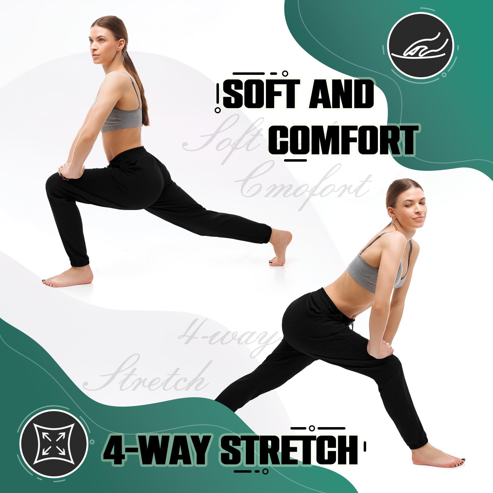 Walifrey Joggers with Pockets, Drawstring Sweatpants Women | Soft breathable fabric, Adjustable waist, 2 Deep side pockets, Cuffed ankles, Great for Lounging Jogging Workout & Gym