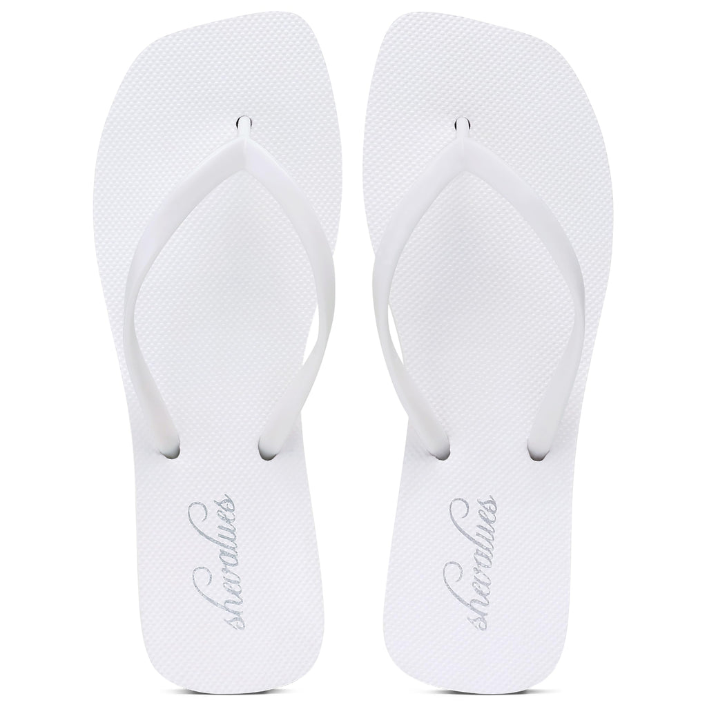 shevalues Slim Square Toe Flip Flops for Women with Comfortable Yoga Mat | Lightweight Non Slip Rubber Sandals for Beach, Shower, Pool & Summer Casual Wear