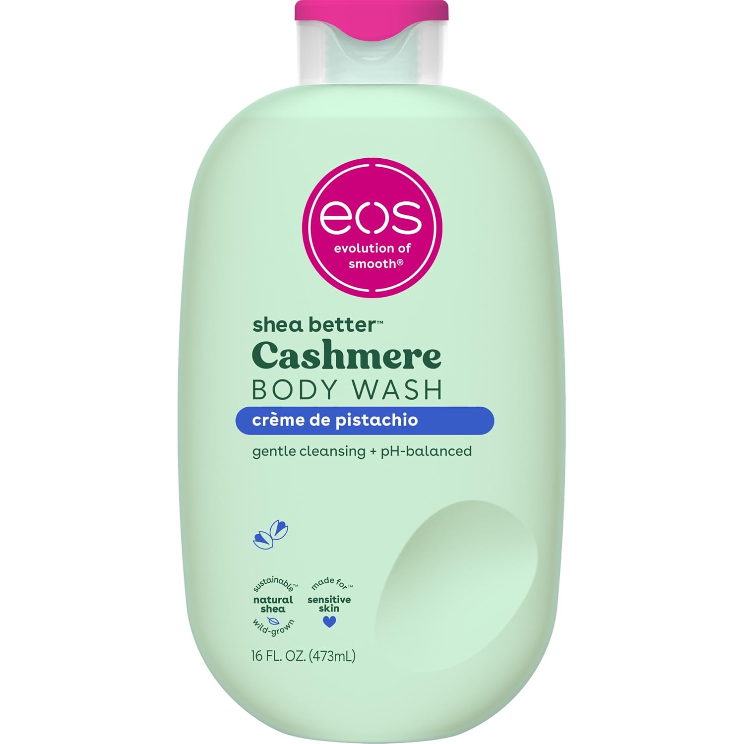 eos Body Wash, Vanilla Cashmere, Moisturizing Creamy Gel Formula with Shea Butter, Glycerin, Vitamin E, pH Balanced, Sensitive Skin, Vegan, 16 fl oz