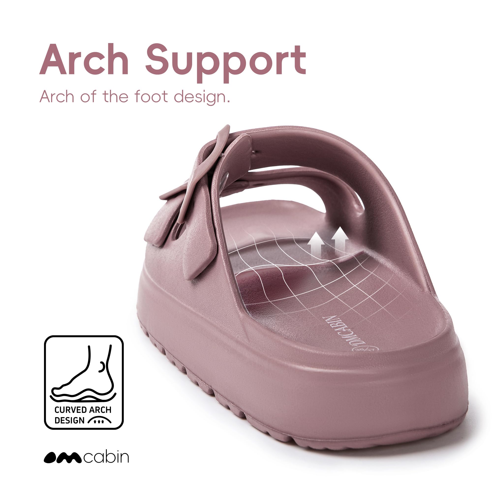 EVA Sandals for Women with Arch Support | Adjustable Double Buckle Slides | Comfortable Lightweight EVA Slide Sandals for Beach, Shower, Summer