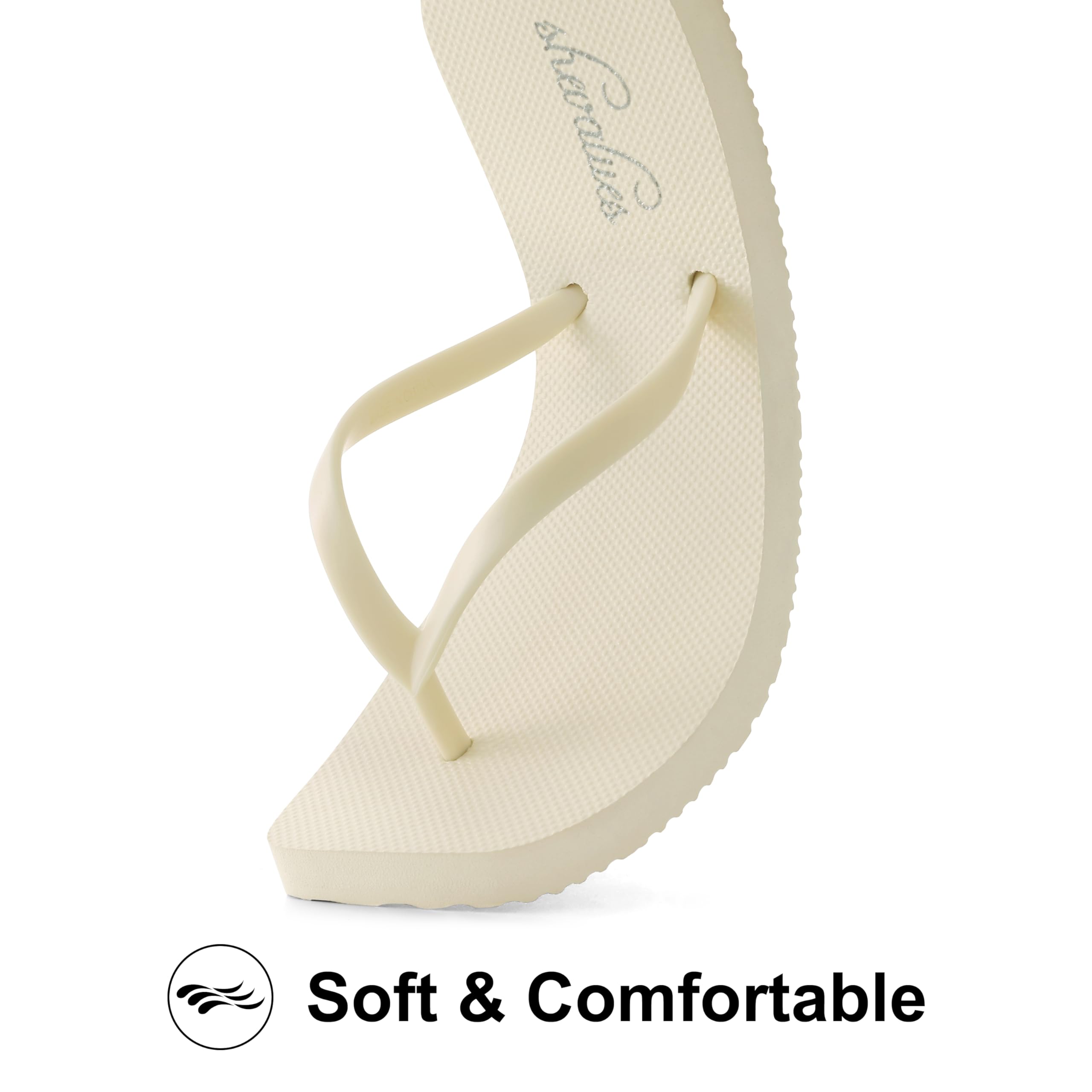 shevalues Slim Square Toe Flip Flops for Women with Comfortable Yoga Mat | Lightweight Non Slip Rubber Sandals for Beach, Shower, Pool & Summer Casual Wear