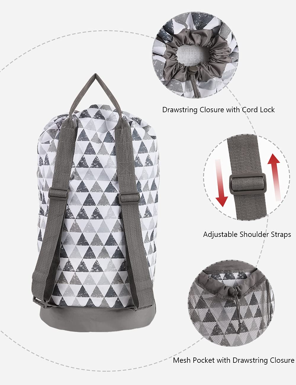 Backpack Laundry Bag, 115L Large Hamper with Shoulder Straps, Drawstring Closure, Mesh Pocket, Khaki