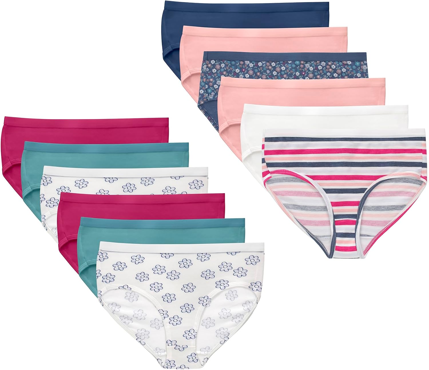 Hanes Girls' And Toddlers Underwear, Stretch Cotton Panties, 12-pack, Briefs, Bikini and Hipsters for Girls