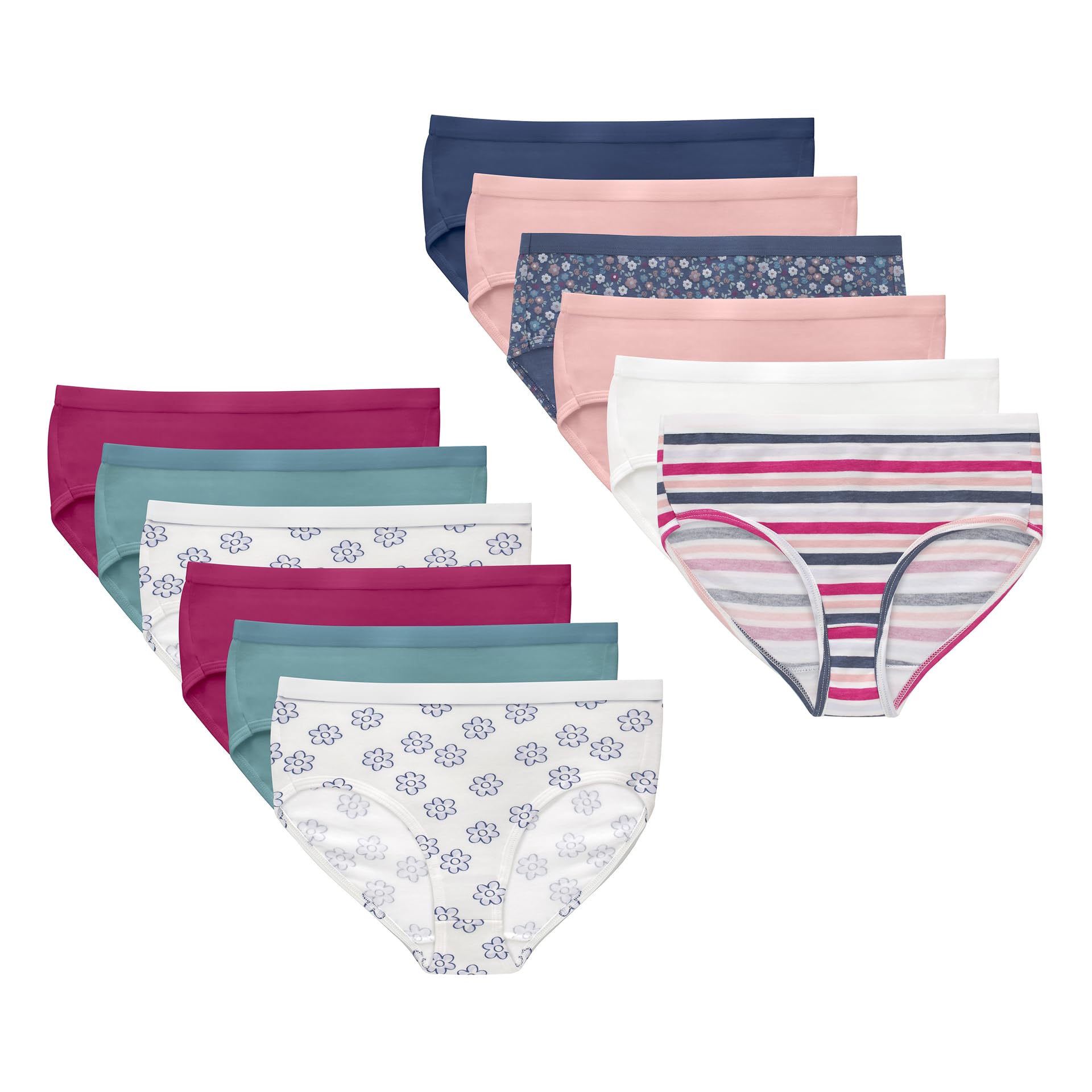 Hanes Girls' And Toddlers Underwear, Stretch Cotton Panties, 12-pack, Briefs, Bikini and Hipsters for Girls
