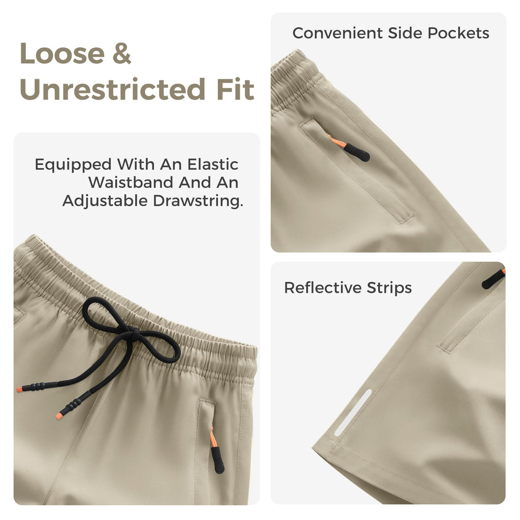 Boys Shorts Quick Dry Athletic Running Shorts with Zipper Pockets
