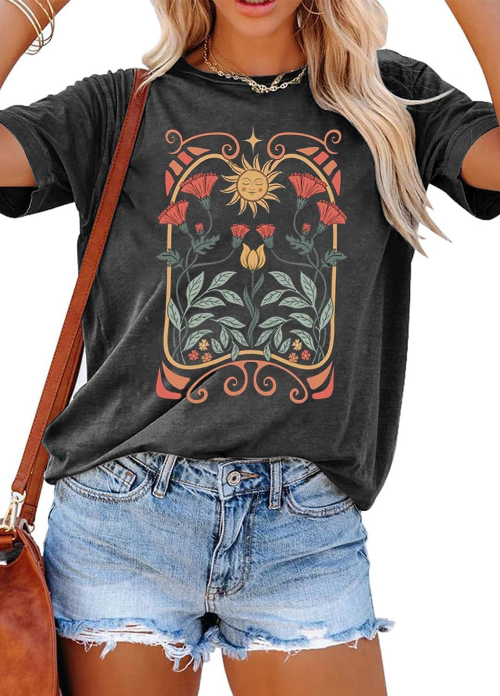 YEXIPO Womens Graphic Tees Short Sleeve Summer Tops Casual Cute T Shirts | Funny Letter Print, Crew Neck, Loose Fit