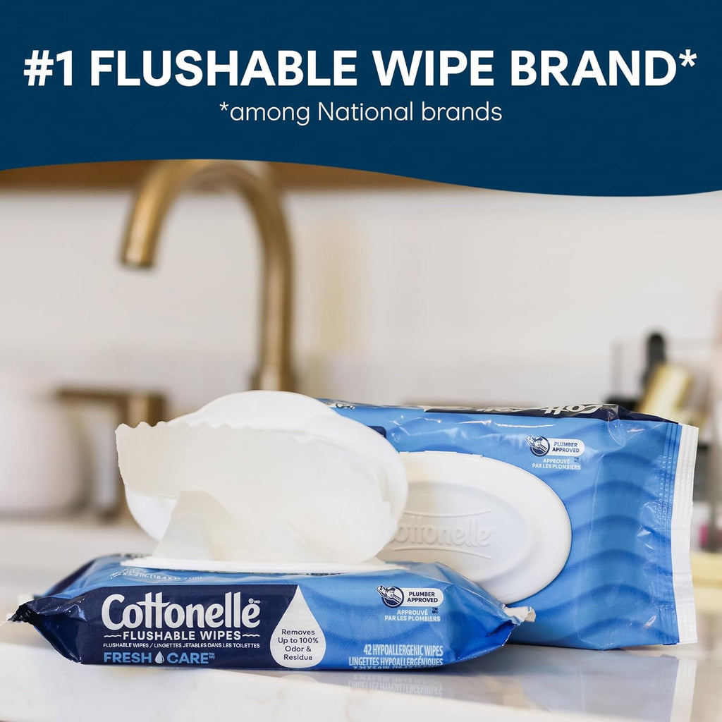 Cottonelle Fresh Feel Flushable Wipes, 8 Packs, 42 Wipes per Pack