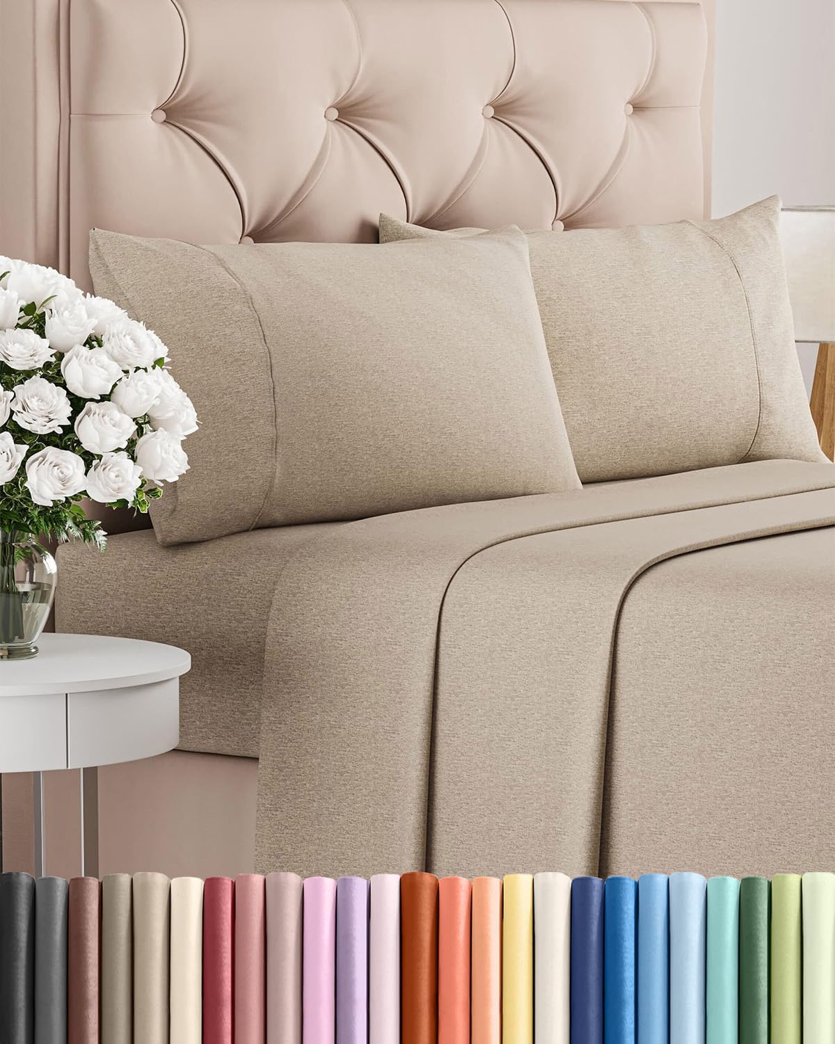 Queen Size 4 Piece Sheet Set - Comfy Breathable & Cooling Sheets - White