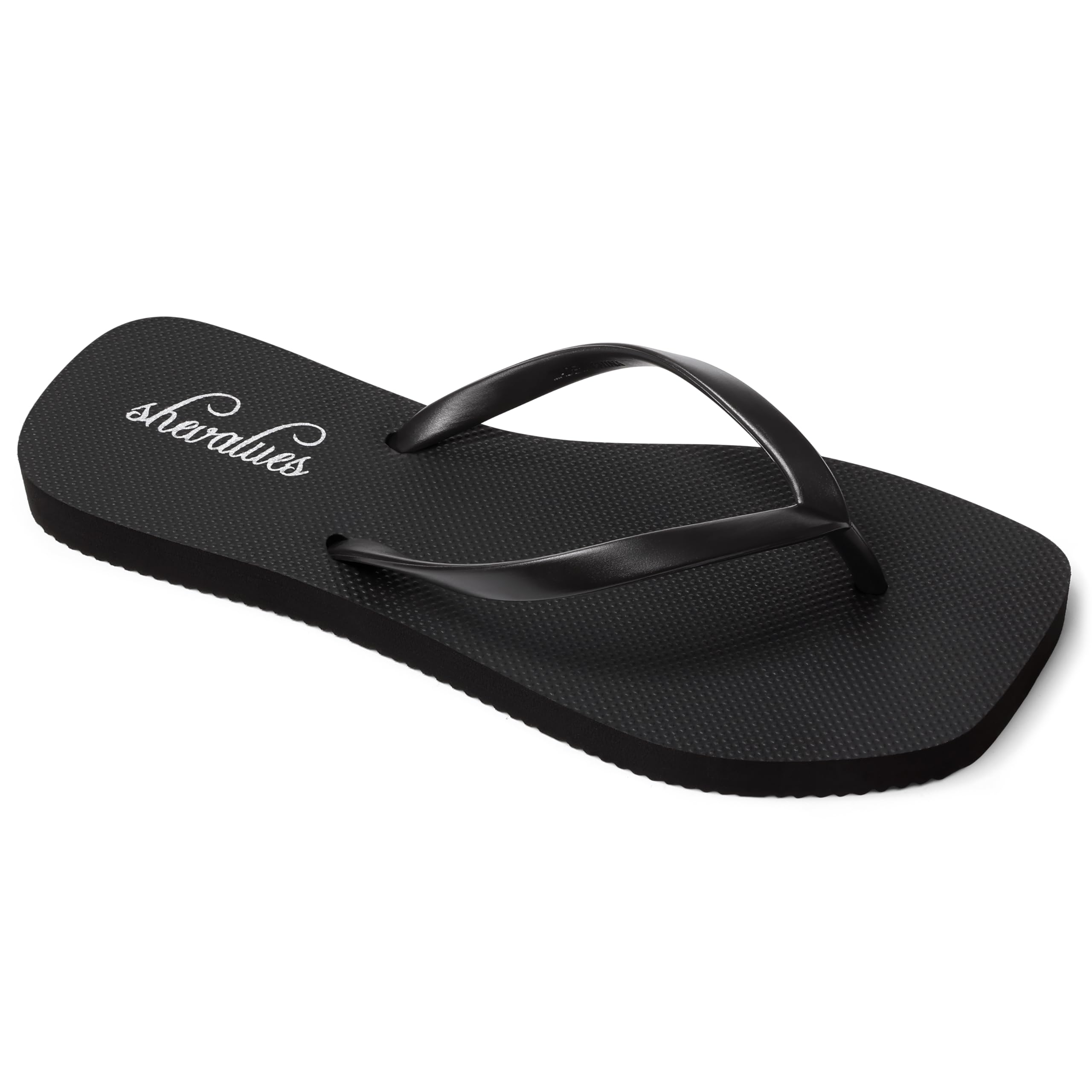 shevalues Slim Square Toe Flip Flops for Women with Comfortable Yoga Mat | Lightweight Non Slip Rubber Sandals for Beach, Shower, Pool & Summer Casual Wear