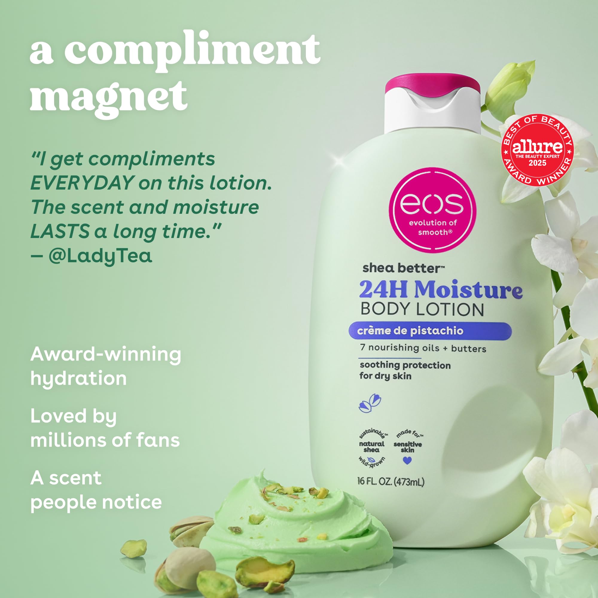 eos Shea Better Body Lotion- Strawberry Dream, with Natural Shea, 16 fl oz